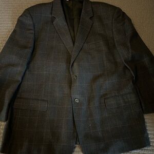 PRONTO UOMO Platinum Window Pane Lambswool Notch Lapel Blazer Dark Blue Sz 52 L